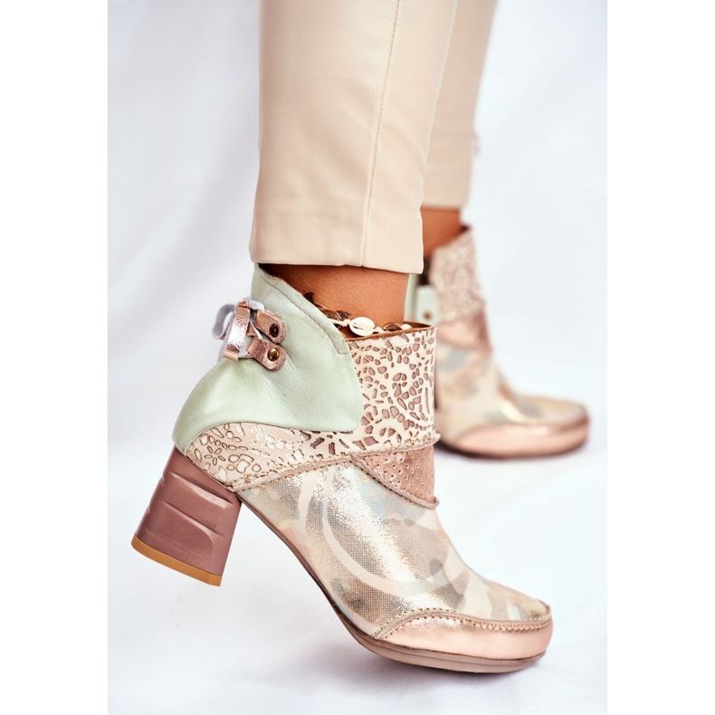 Dámské kozačky na vysokém podpatku Maciejka béžová 03410-04 hnědý zelená 1