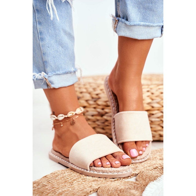 FRJ Dámské klasické pantofle semišové béžové Podívejte se na mě béžový 2