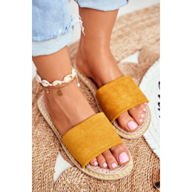 FRJ Dámské klasické semišové pantofle žluté Podívejte se na mě žlutá 1