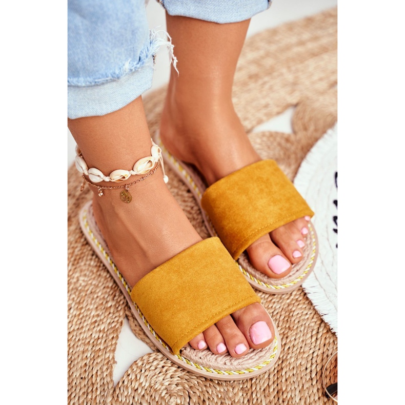 FRJ Dámské klasické semišové pantofle žluté Podívejte se na mě žlutá 1