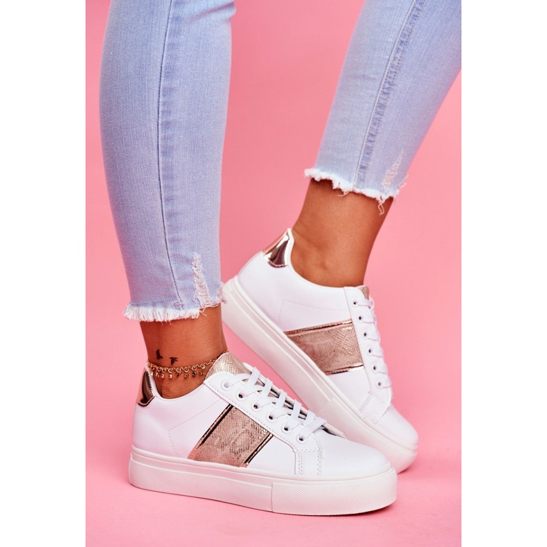 Dámské sportovní boty bílé a zlaté pokračují bílý 1