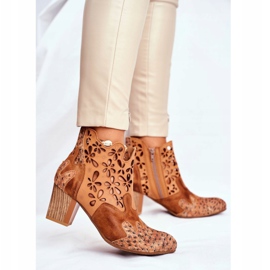 Dámské kozačky na vysokém podpatku Maciejka jarní červená 04369-29 hnědý 1