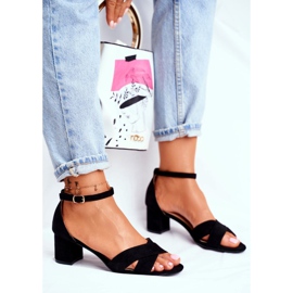 SEA Semišové sandály na tyči Black Nela černá 1