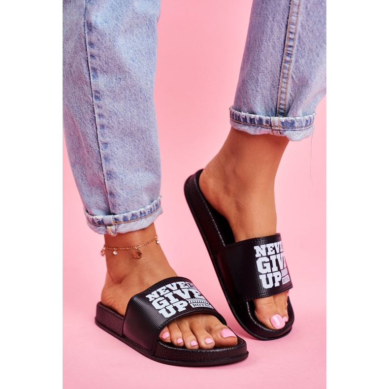 ADY Dámské pantofle se nikdy nevzdávají Zlato Černá Bílá bílý 1