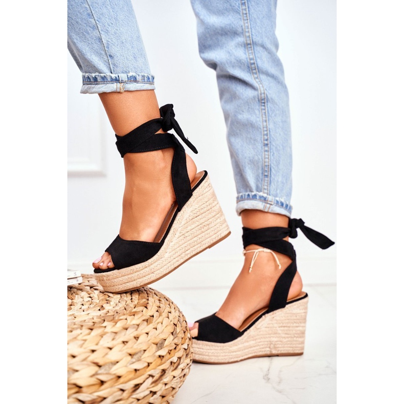 FRID Dámské sandály na klínku Espadrilles Black Ollie černá 1