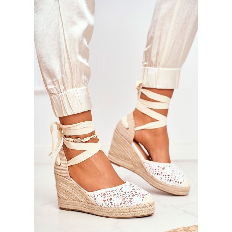 FRID Dámské sandály na klínku Espadrilles Lace Vieno bílý 1