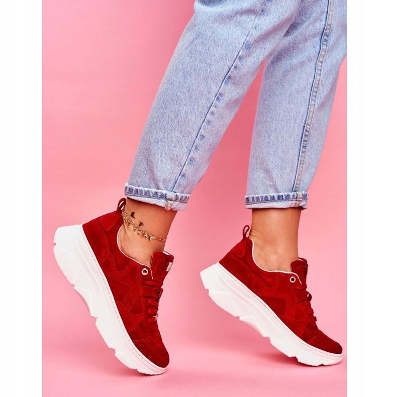 Dámské sportovní kožené boty GOE Red FF2N3017 červené 1