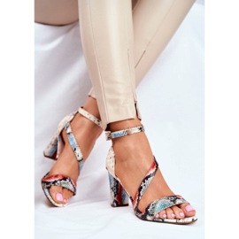 Dámské sandály na vysokém podpatku Sergio Leone Red Snake SK870 červené vícebarevný 2