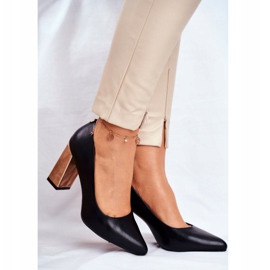 Dámské lodičky na zlaté patě Sergio Leone černé PB216 černá 1