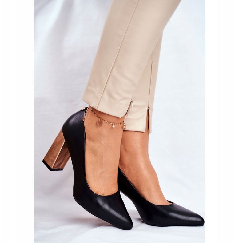 Dámské lodičky na zlaté patě Sergio Leone černé PB216 černá 1