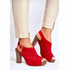 Dámské sandály na vysokém podpatku Sergio Leone SK855 Red Senillo červené 1