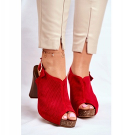 Dámské sandály na vysokém podpatku Sergio Leone SK855 Red Senillo červené 2