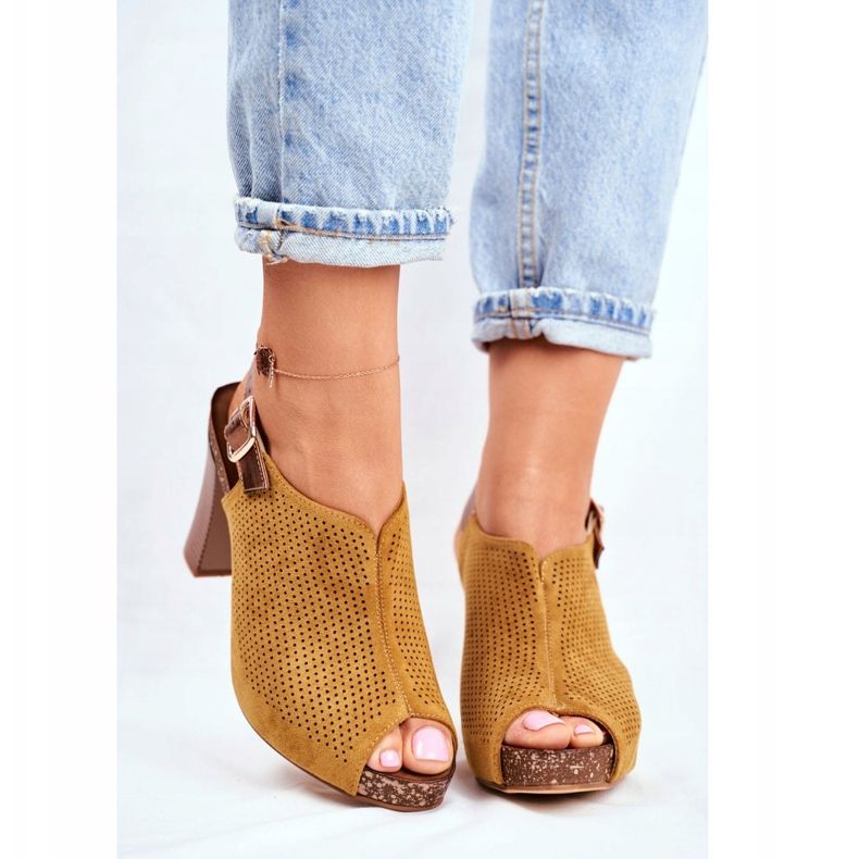 Dámské sandály na vysokém podpatku Sergio Leone SK855 Yellow Senillo žlutá 2