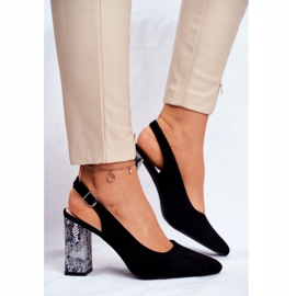 Dámské lodičky s otevřenou patou Sergio Leone Černý had PB218 černá 1