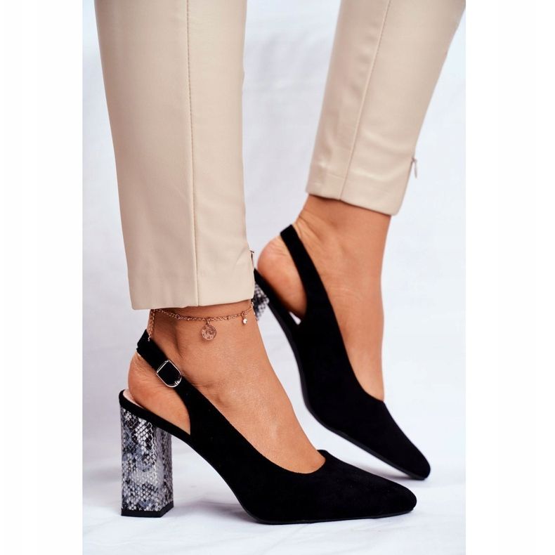 Dámské lodičky s otevřenou patou Sergio Leone Černý had PB218 černá 1