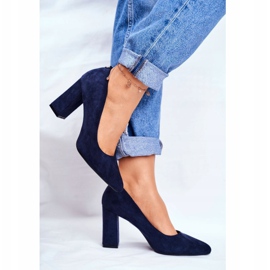 Dámské lodičky na podpatku Sergio Leone Navy Blue PB216 námořnická modř 1