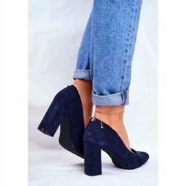 Dámské lodičky na podpatku Sergio Leone Navy Blue PB216 námořnická modř 2