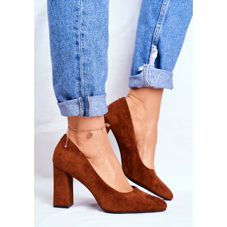 Dámské lodičky na podpatku Sergio Leone Camel PB216 hnědý 2