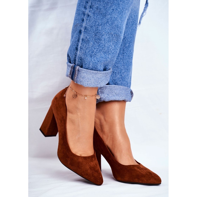 Dámské lodičky na podpatku Sergio Leone Camel PB216 hnědý 1