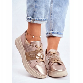 Sportovní obuv Dámské kožené tenisky Maciejka 04448-25 béžový vícebarevný zlatý 2