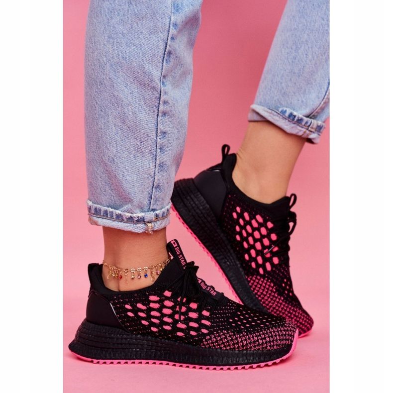 Dámské sportovní boty Tenisky Big Star Black Fuchsia FF274964 černá růžový 1 Dámské sportovní boty Tenisky Big Star Black Fuchsia FF274964 černá růžový 1