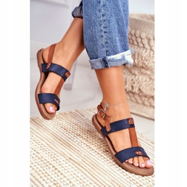 EVE Elegantní dámské sandály 8SD35-0307 Navy Blue Renna námořnická modř 2