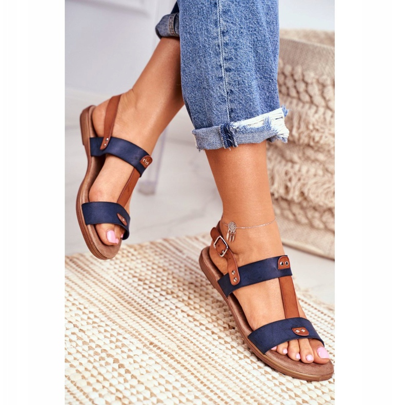 EVE Elegantní dámské sandály 8SD35-0307 Navy Blue Renna námořnická modř 2