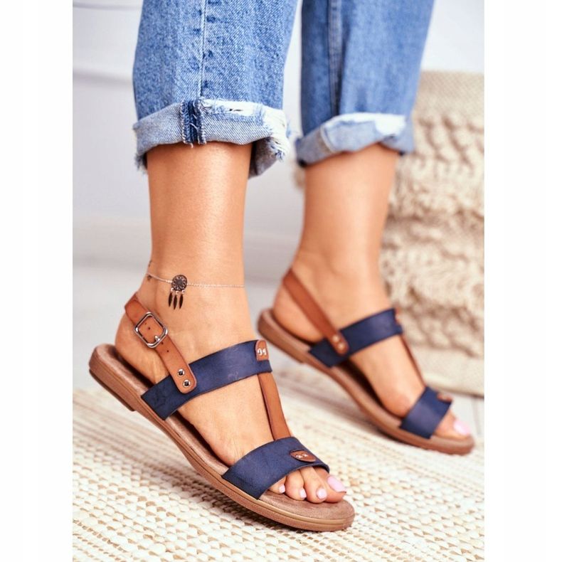 EVE Elegantní dámské sandály 8SD35-0307 Navy Blue Renna námořnická modř 1