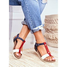 EVE Dámské sandály s plochým tvarem 8SD35-0306 Navy Blue Dubi hnědý námořnická modrá 2