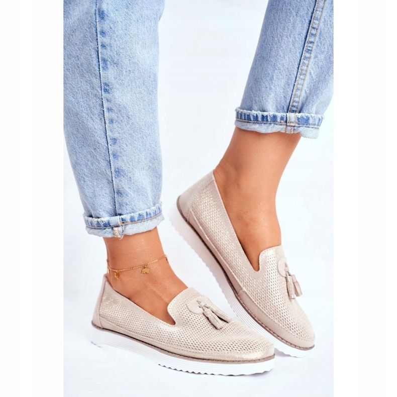 EVE Dámské mokasíny kožené zlaté Amore Mio zlatý 1