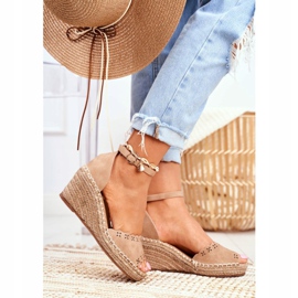 EVE Dámské sandály na klínku Espadrilles Beige Sagittarius béžový 2
