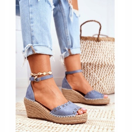 EVE Dámské sandály na klínu Espadrilles Blue Sagittarius modrý 1