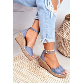EVE Dámské sandály na klínu Espadrilles Blue Sagittarius modrý 2