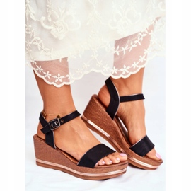 EVE Dámské sandály na klínku Black Monroe černý 2