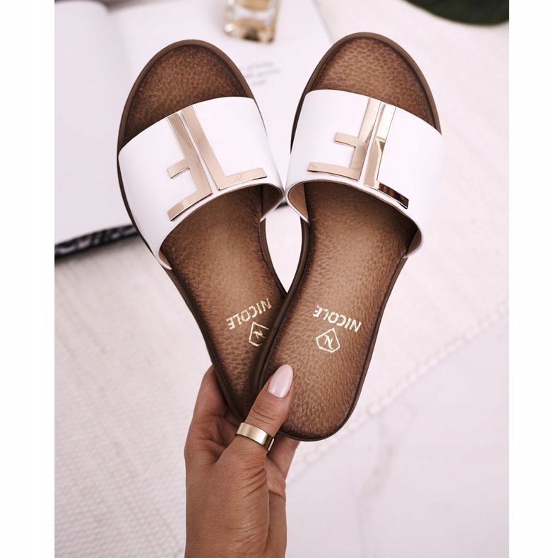 Elegantní dámské pantofle bílé Nicole Dilmah bílý 2