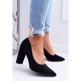 SEA Dámské lodičky na podpatku semiš černá jahoda 1