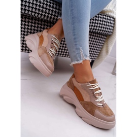 SEA Dámské sportovní boty tlusté podrážky velbloud kardamon hnědý 2