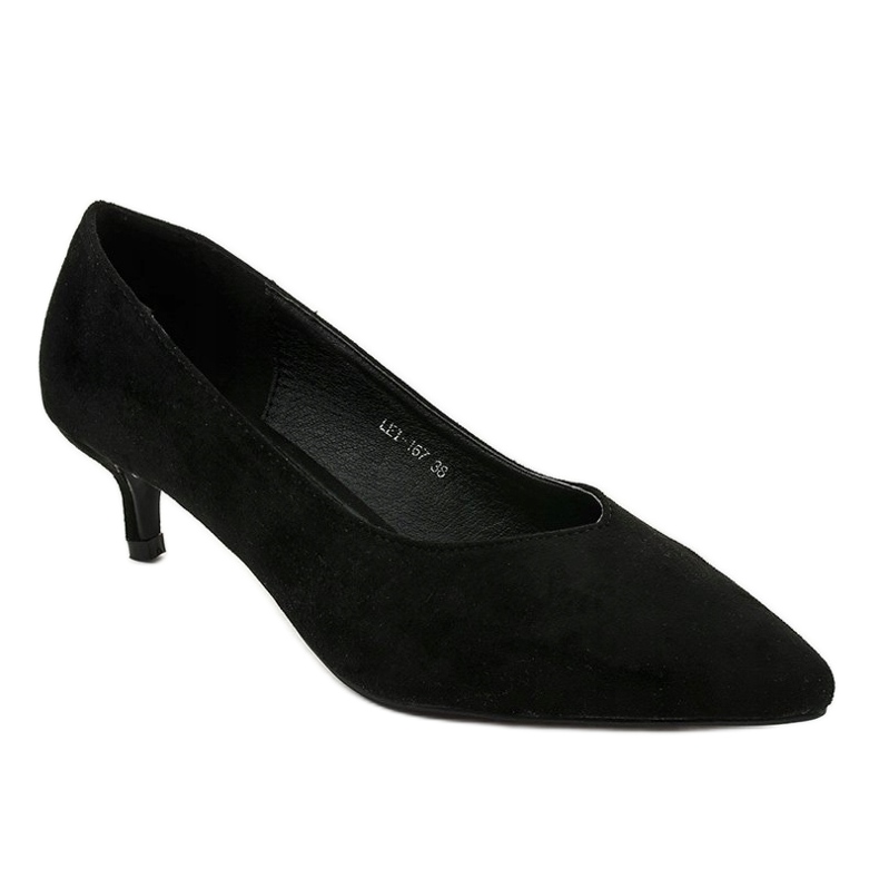 Černé lodičky na podpatku LEI-167 černá 1