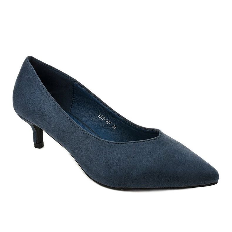 Modré lodičky na podpatku LEI-167 modrý 1