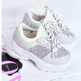 FRROCK Dětské sportovní boty s Brocade Silver Matylda bílý šedá 1