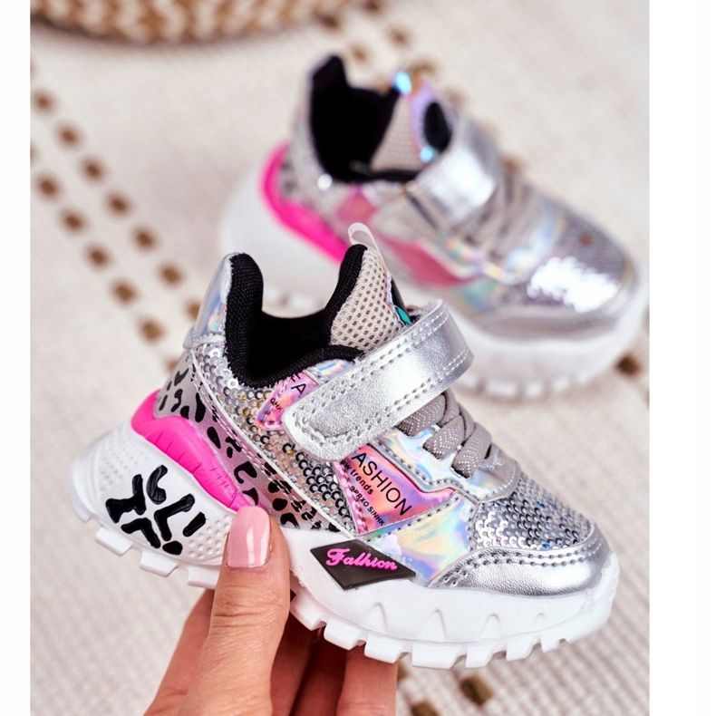 FRROCK Sportovní dětské boty se suchým zipem Buďte šťastní šedá 2