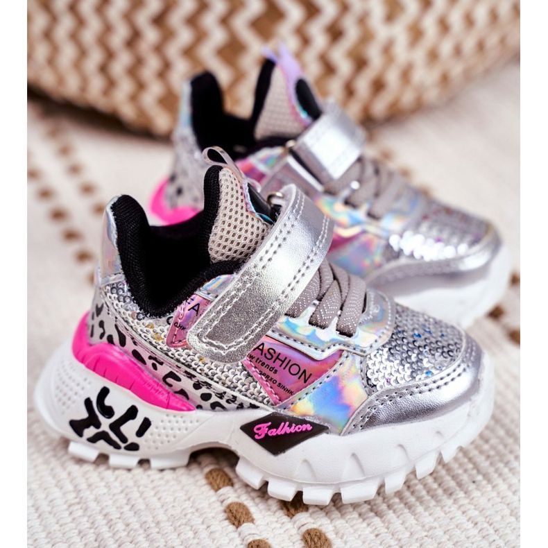 FRROCK Sportovní dětské boty se suchým zipem Buďte šťastní šedá 1