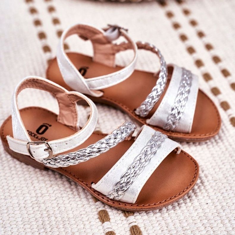 FRROCK Dětské stříbrné sandály Kremo šedá 1