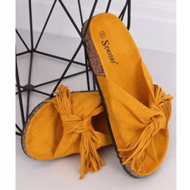 Dámské boho pantofle na med CK136P žluté žluť 1