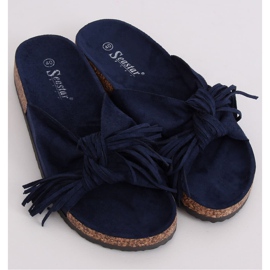 Dámské tmavě modré boho pantofle CK136P D.BLUE námořnická modř 1