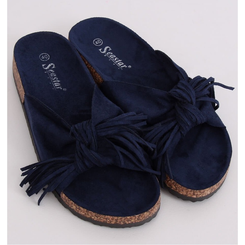 Dámské tmavě modré boho pantofle CK136P D.BLUE námořnická modř 1