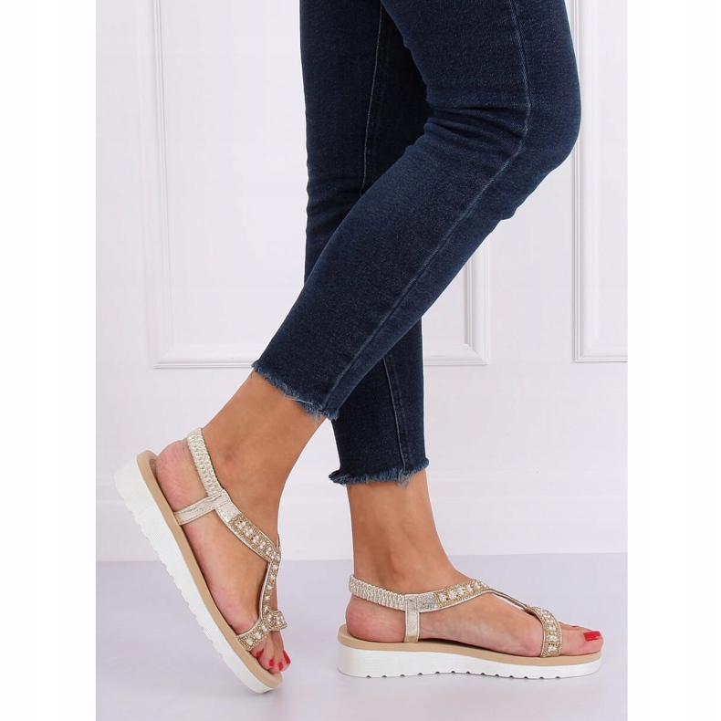 Dámské zlaté sandály HD-129 Gold zlatý 2