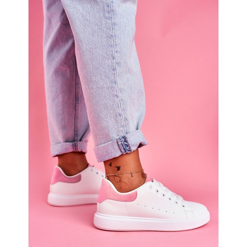 SEA Dámské sportovní boty bílé s růžovým podpatkem Milly bílý 1