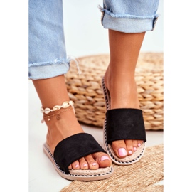 FRJ Klasické dámské pantofle semišové černé Podívejte se na mě černá 2