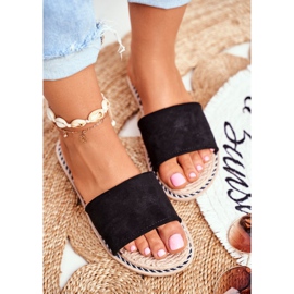 FRJ Klasické dámské pantofle semišové černé Podívejte se na mě černá 1